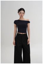 Asymmetric Off-Shoulder Cropped Tee