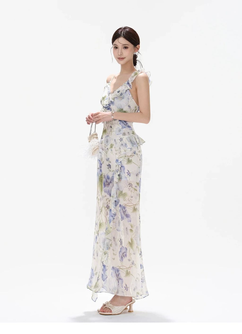 Morning Glory Dream Ruffle Chiffon Maxi Dress