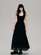 Cutout French Sleeveless Maxi Dress
