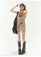 Halter Cami & Textured Sheer Cover-Up Set