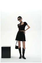 Tie-Detail Square-Neck Cropped T-Shirt