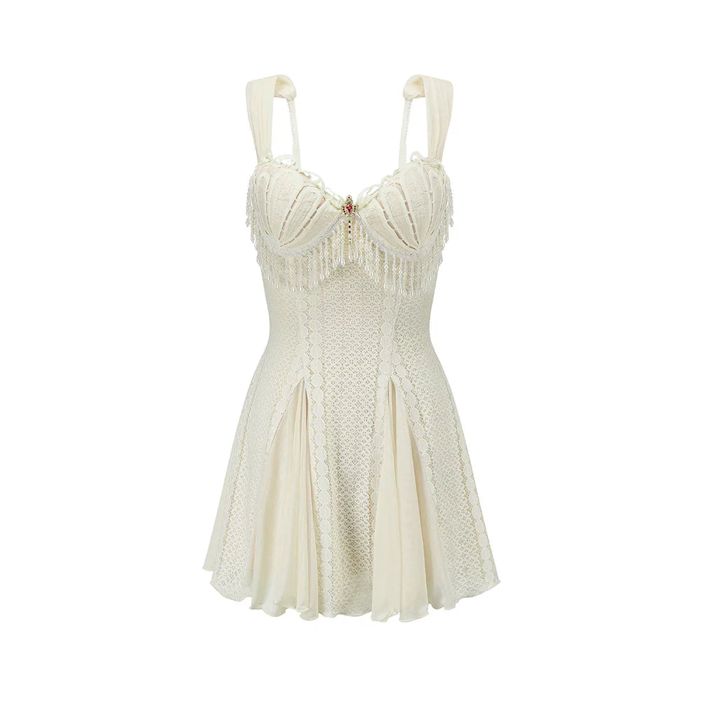 Vintage Shell-Texture Stretch Mermaid Slip Dress