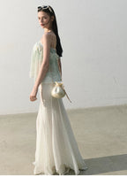 Quiet Fruit Lace Off-Shoulder Bandeau Bustier