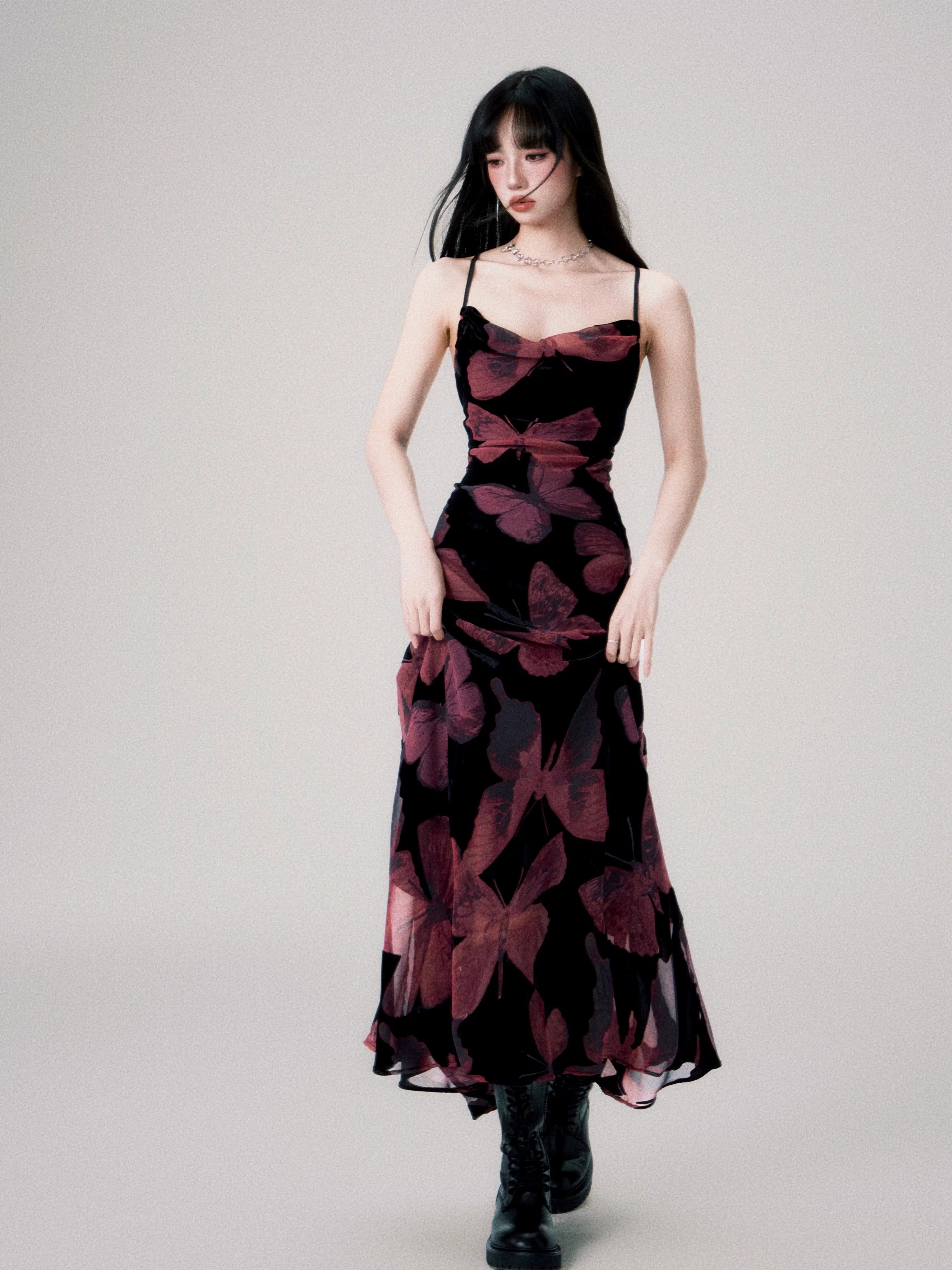 Backless New Chinese Slip Maxi Dress