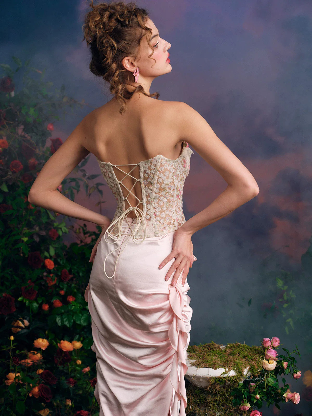 French Couture Lace Bustier & Skirt Set