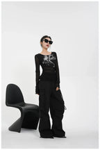 Street-Style Printed Mesh Long-Sleeve T-Shirt