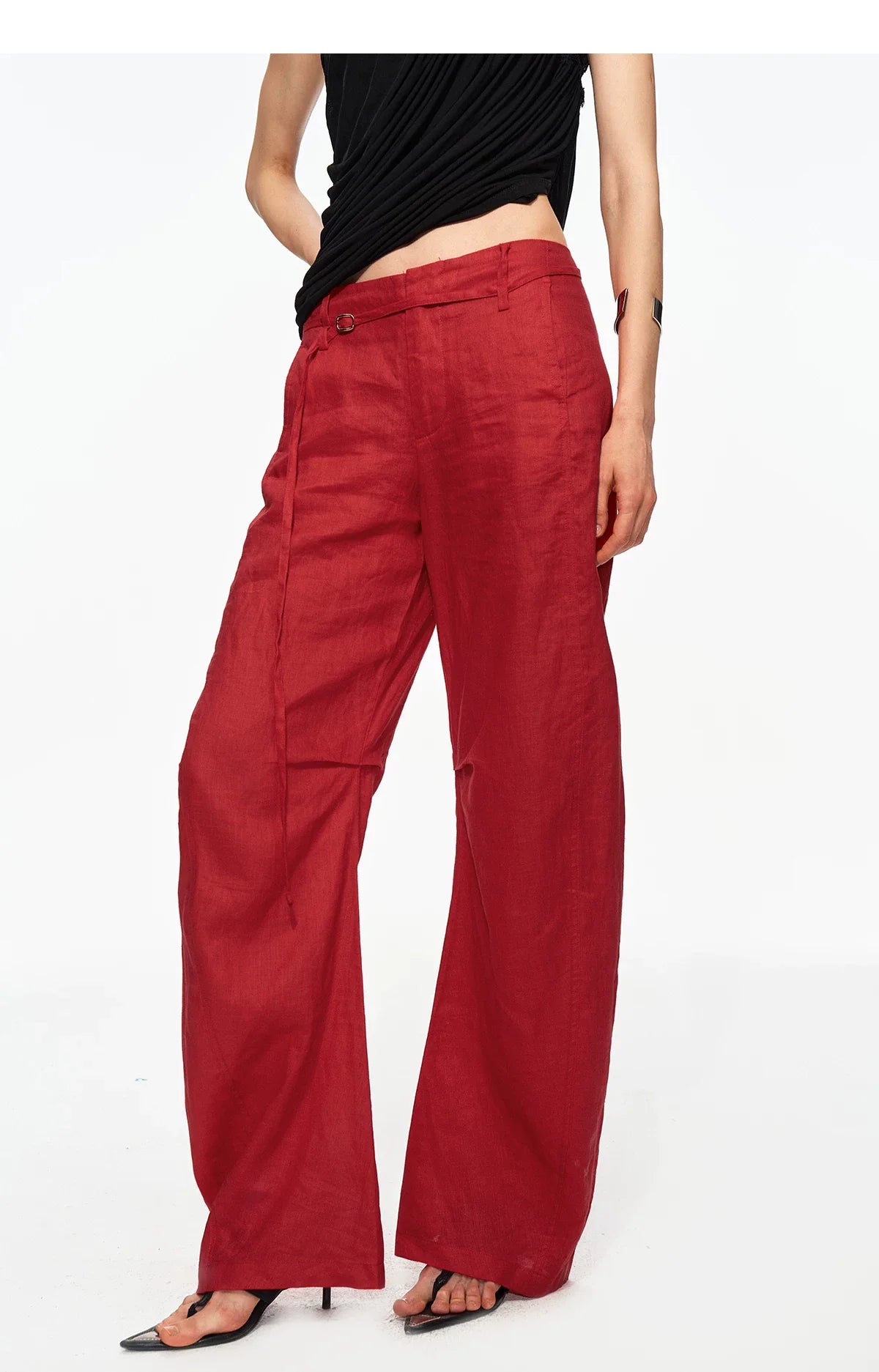 Linen Curved Wide Pants
