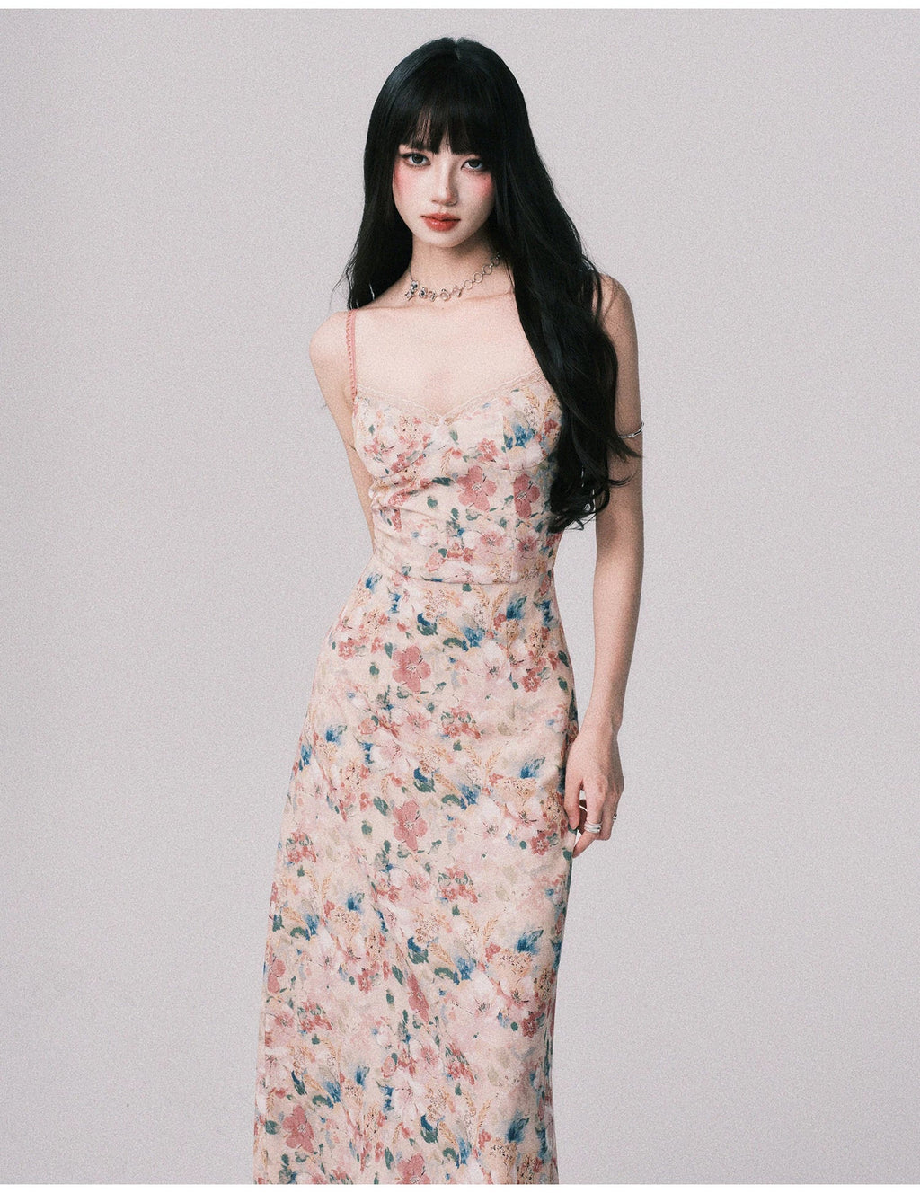 Floral French Vacation Slip Maxi Dress