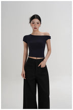 Asymmetric Off-Shoulder Cropped Tee