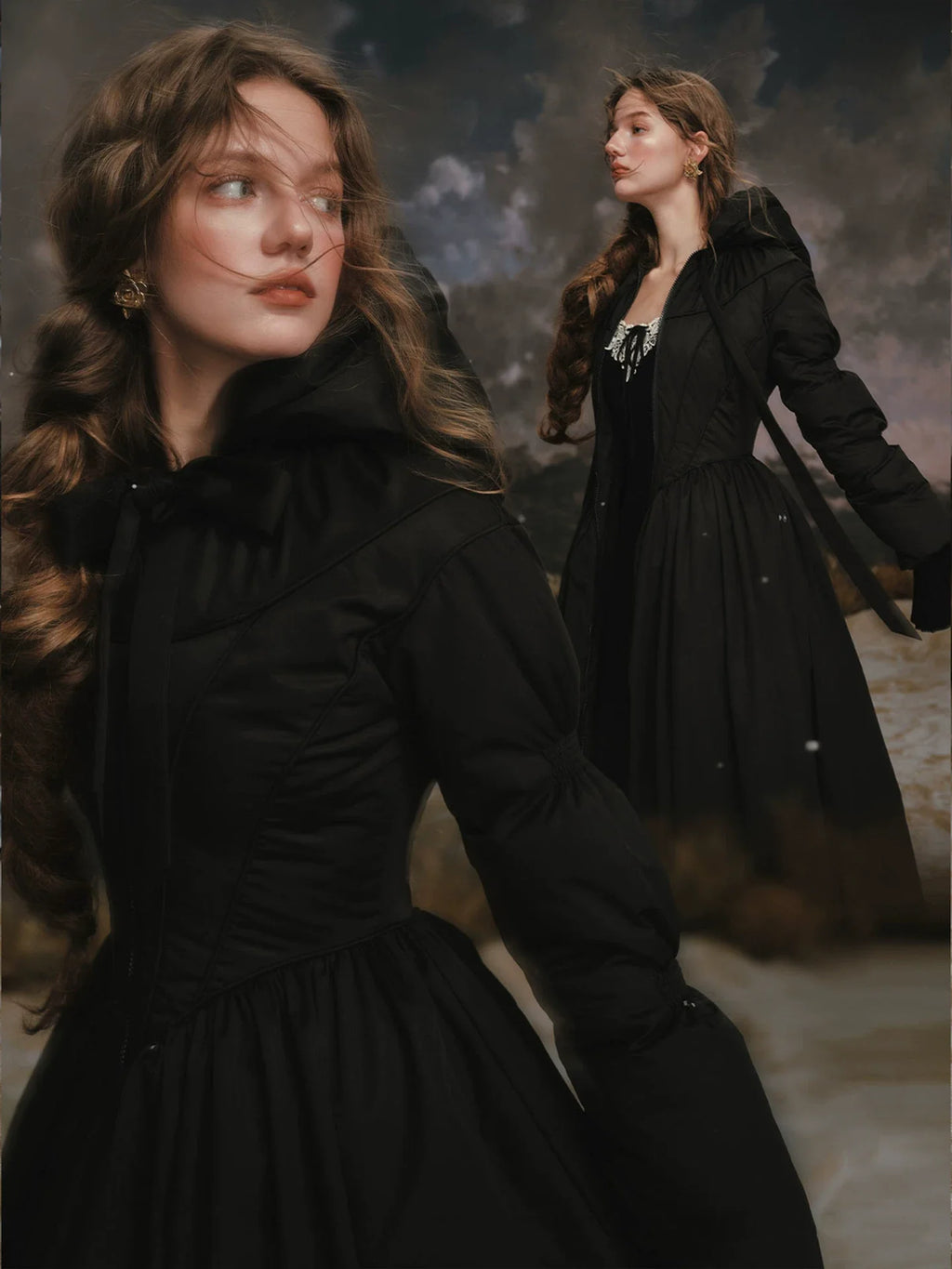 French Tailored Long Black Down Coat
