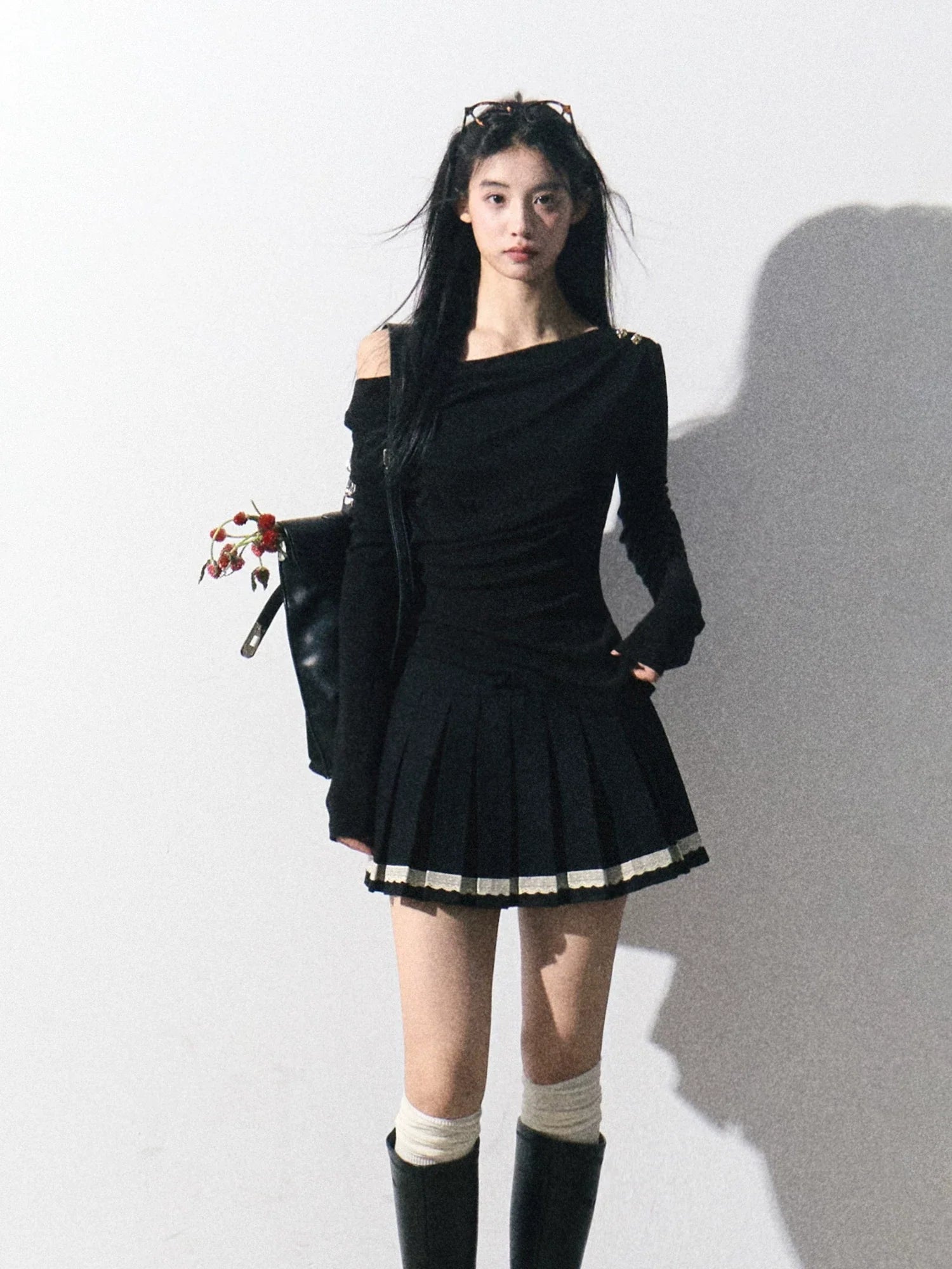One-Shoulder Waist-Defining Knit Base Layer