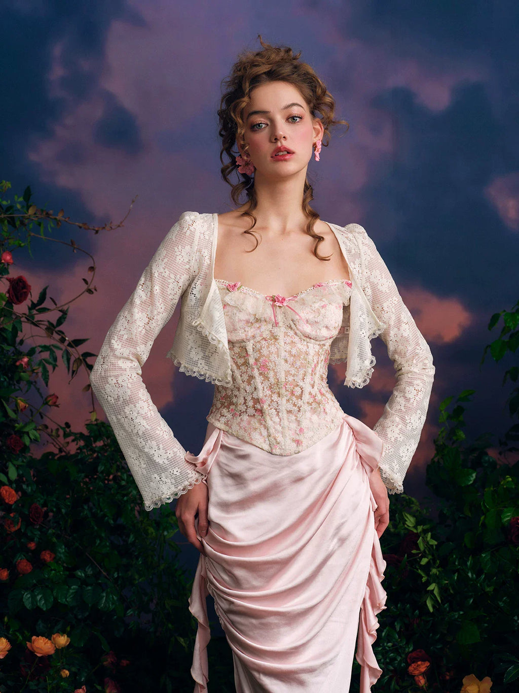 French Couture Lace Bustier & Skirt Set