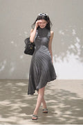 Her Poem Luxe 80s Pure Wool Sleeveless Waist-Cinched Dress
