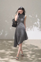 Her Poem Luxe 80s Pure Wool Sleeveless Waist-Cinched Dress