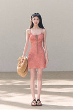 Bohemian Floral Print Waist-Cinched Sleeveless Slip Dress