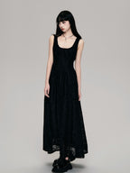 Cutout French Sleeveless Maxi Dress