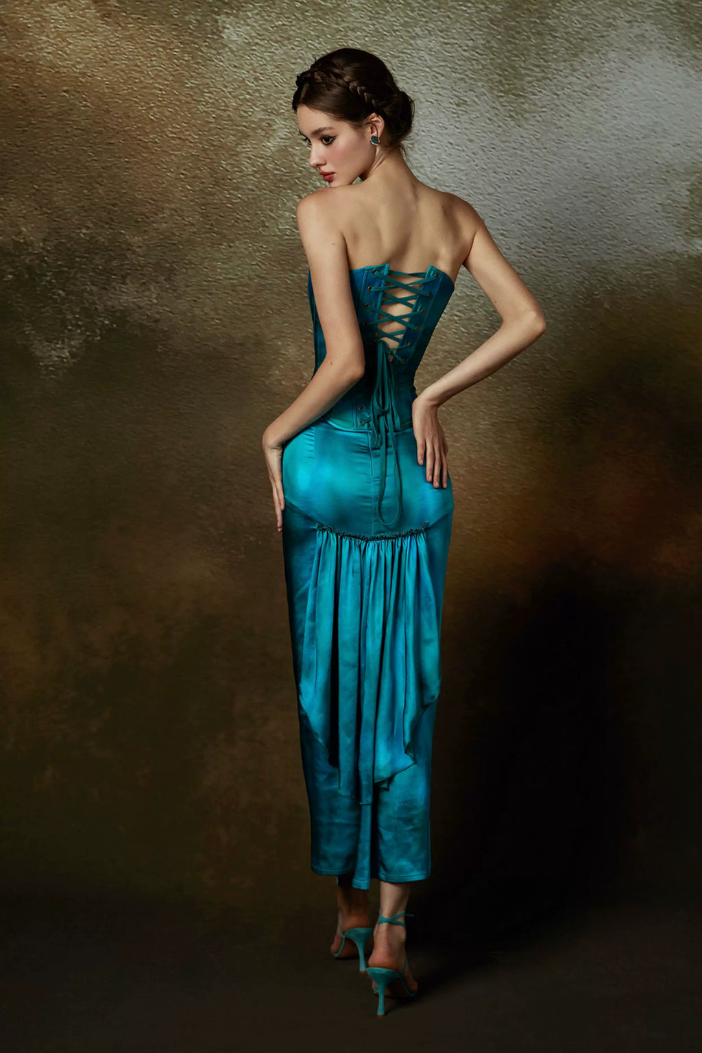 French Costume-Inspired Corset & Satin Mermaid Skirt Set