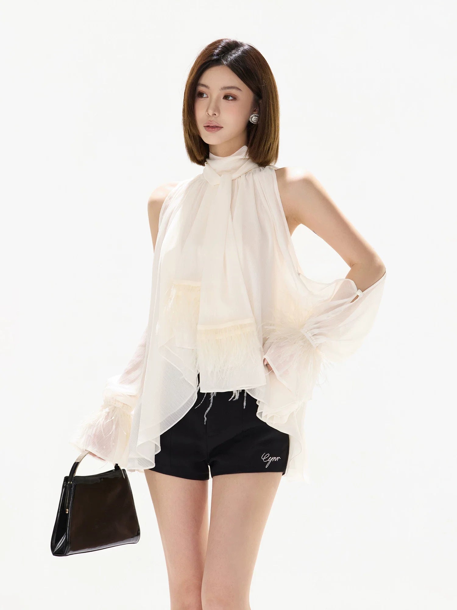 Vintage Court Halterneck Chiffon Sleeveless Blouse