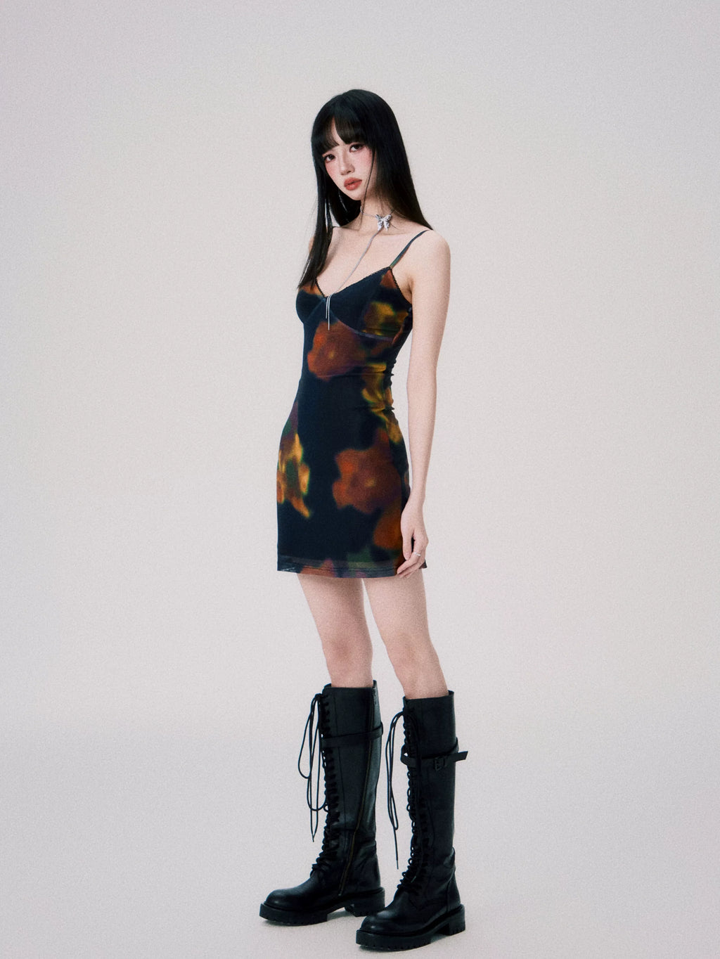 Vintage Printed Spaghetti-Strap Dress