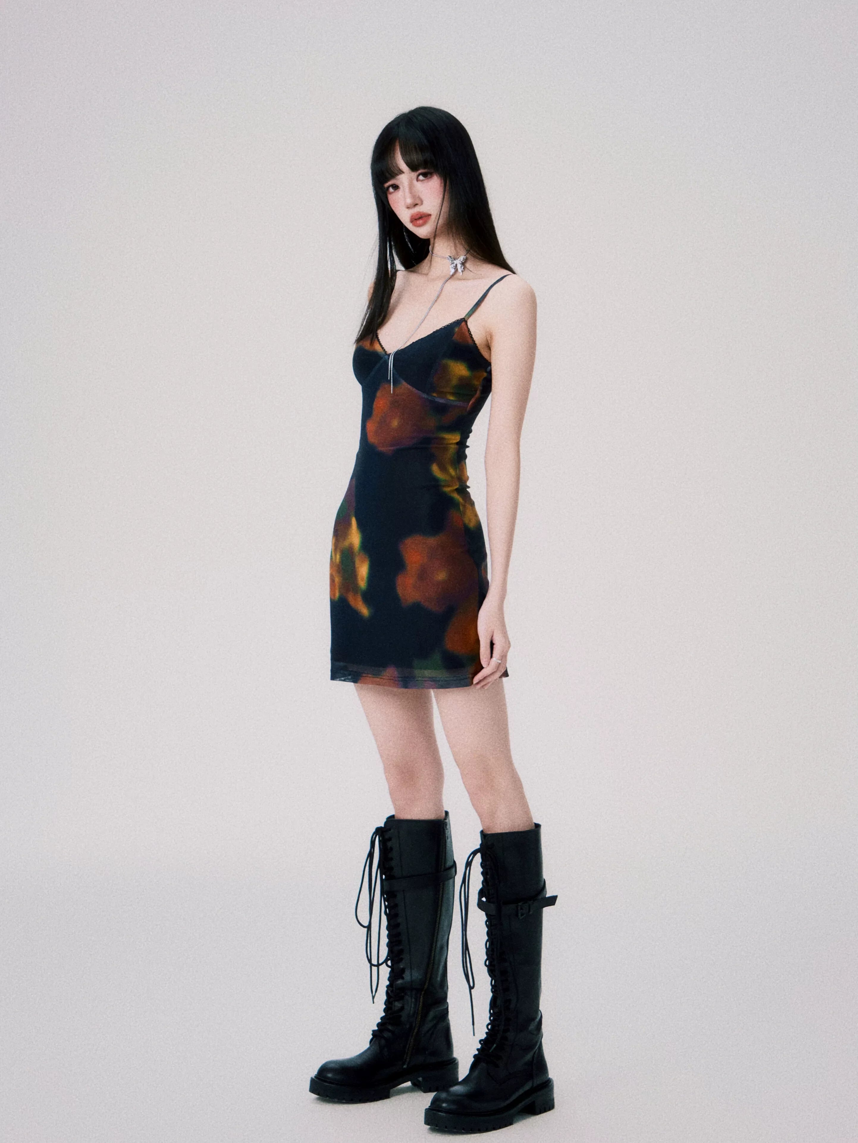 Vintage Printed Spaghetti-Strap Dress