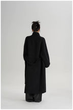 Asymmetric Stand-Collar Double-Faced Wool Coat