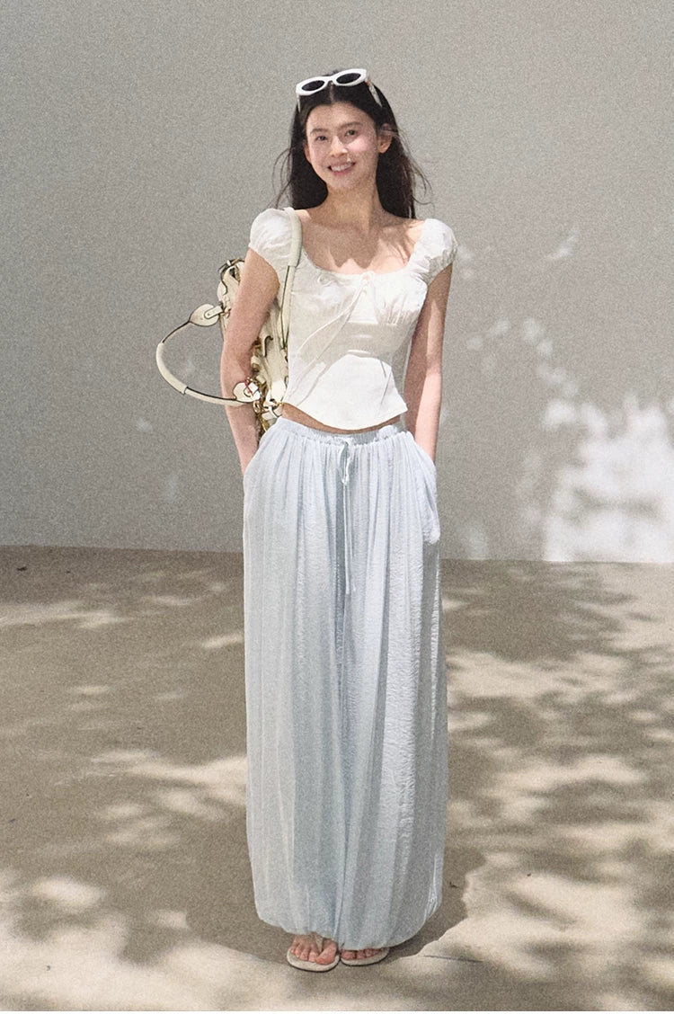 Silk-Blend Relaxed Wide-Leg Trousers