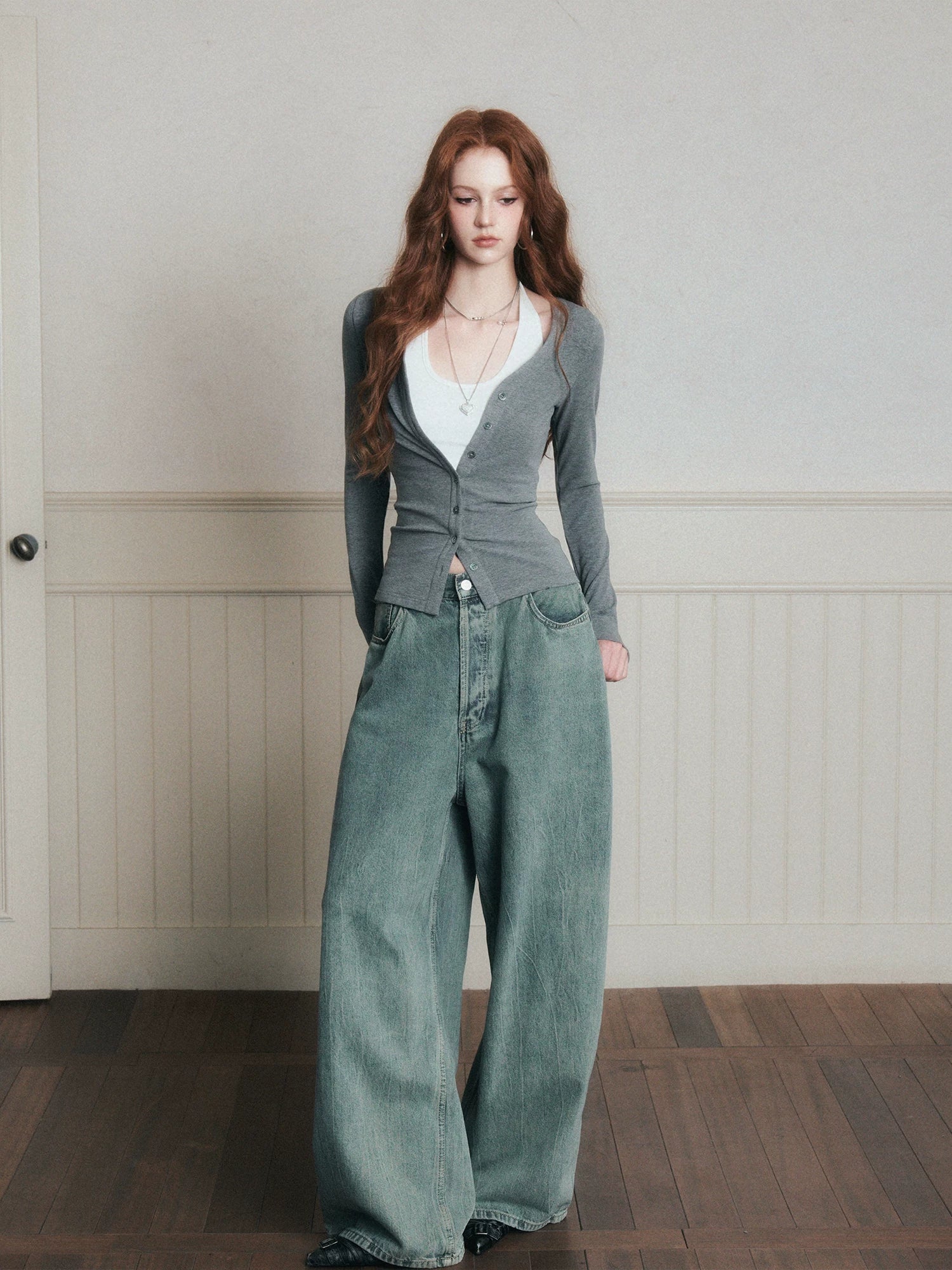 Layered Halter Camisole & Knit Cardigan Set