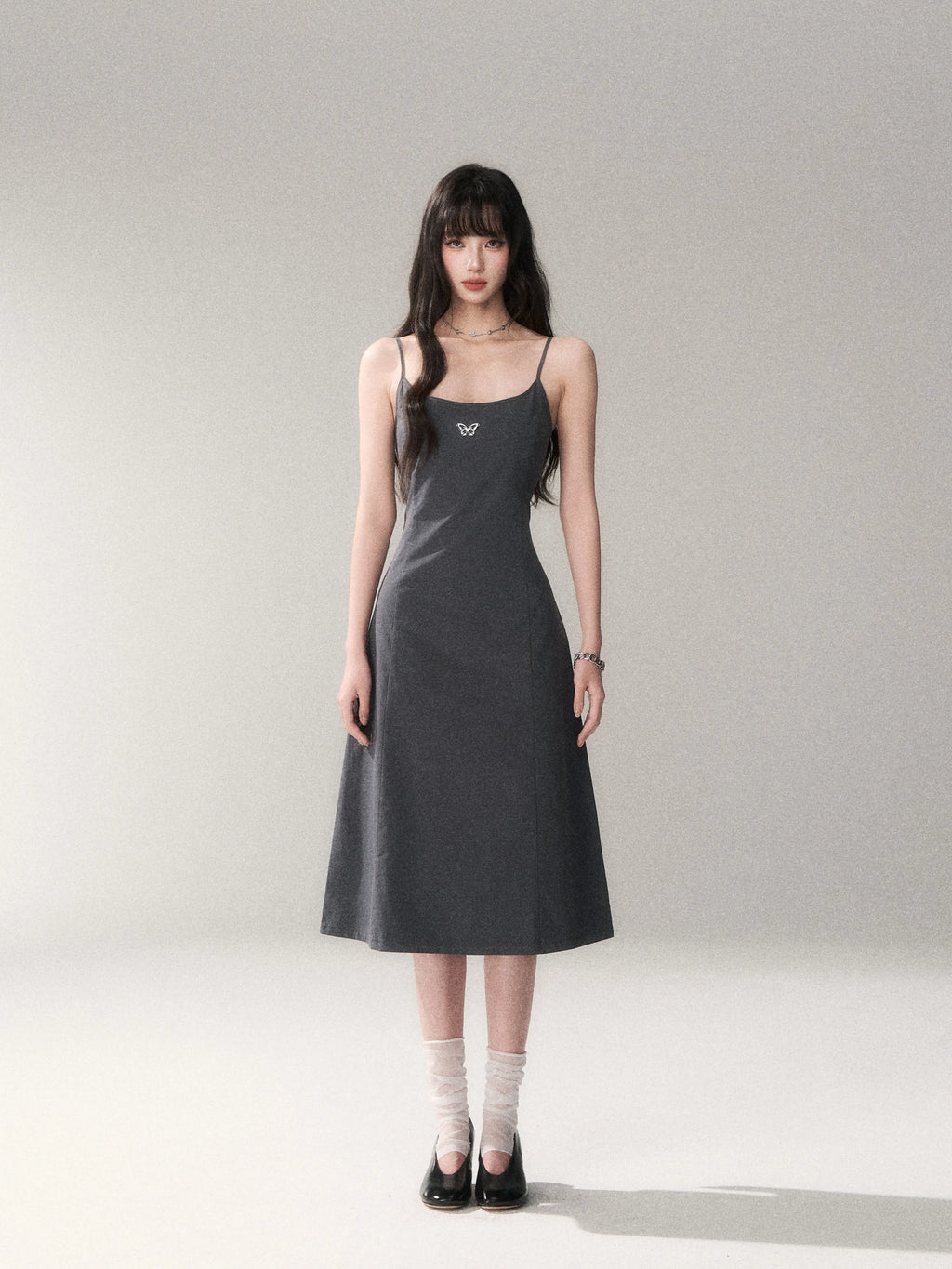 Minimalist Cotton A-Line Slip Midi Dress