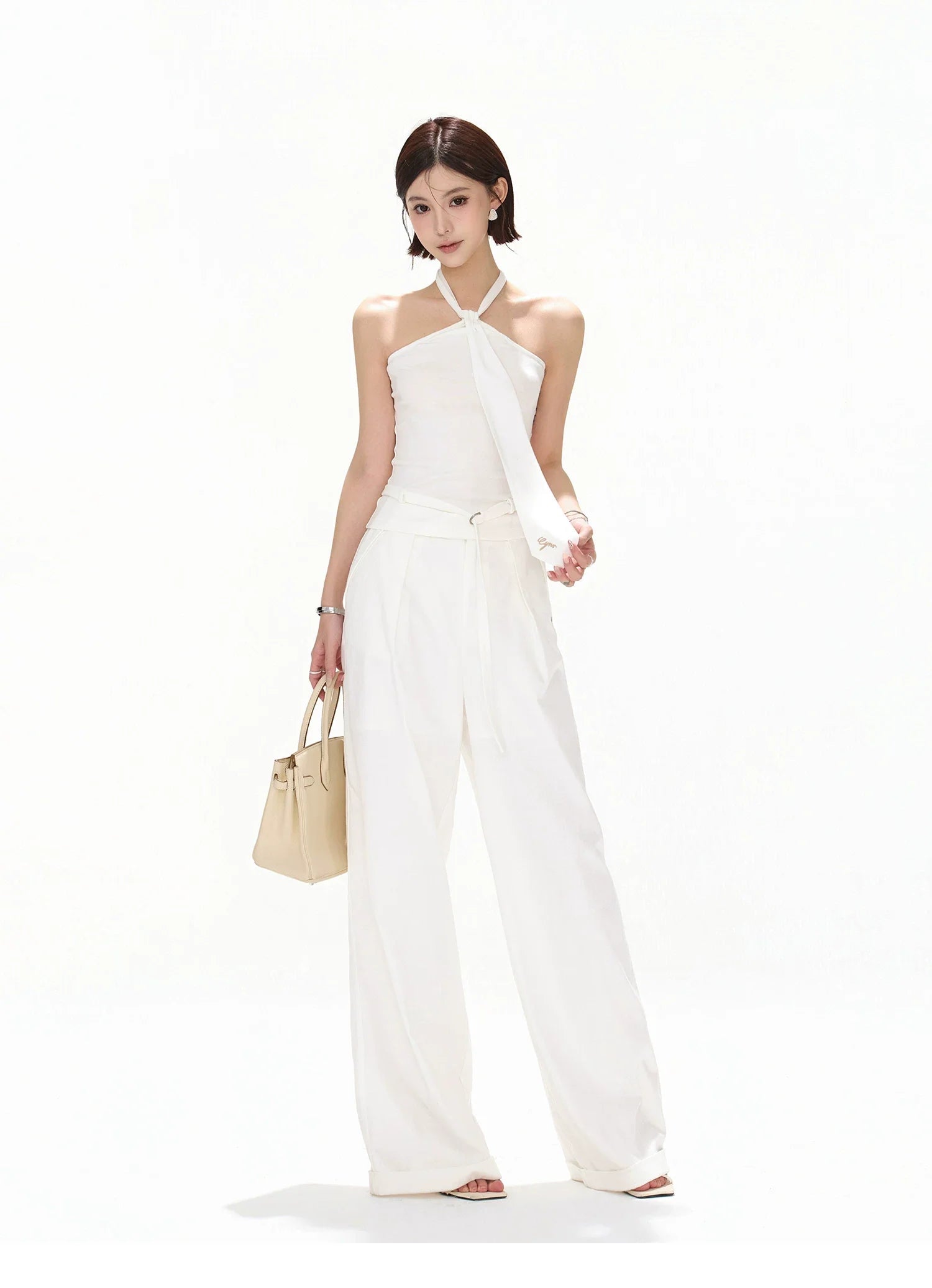 Minimalist Halter Tie Knit Bustier