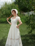 Pure White Cinderella Square-Neck Princess Dress