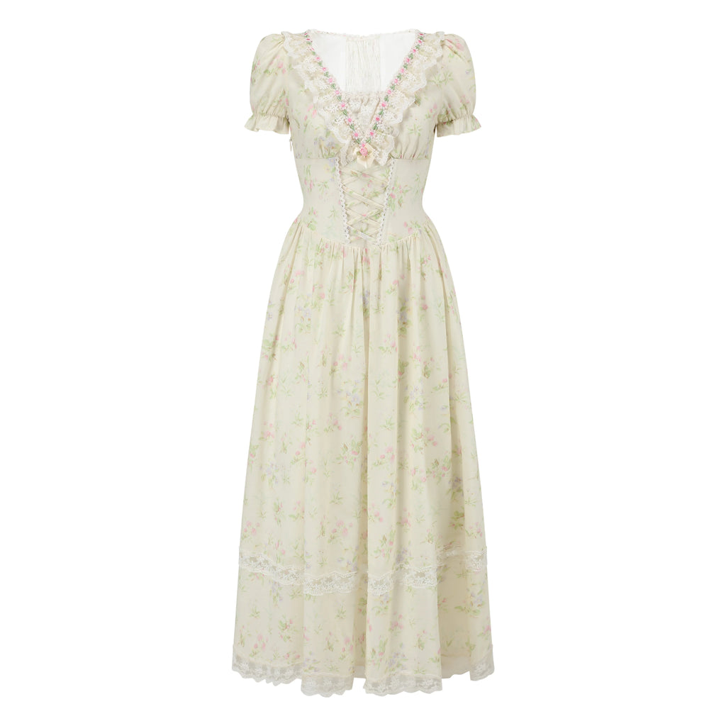 Garden Tea Party Corset Floral Maxi Dress