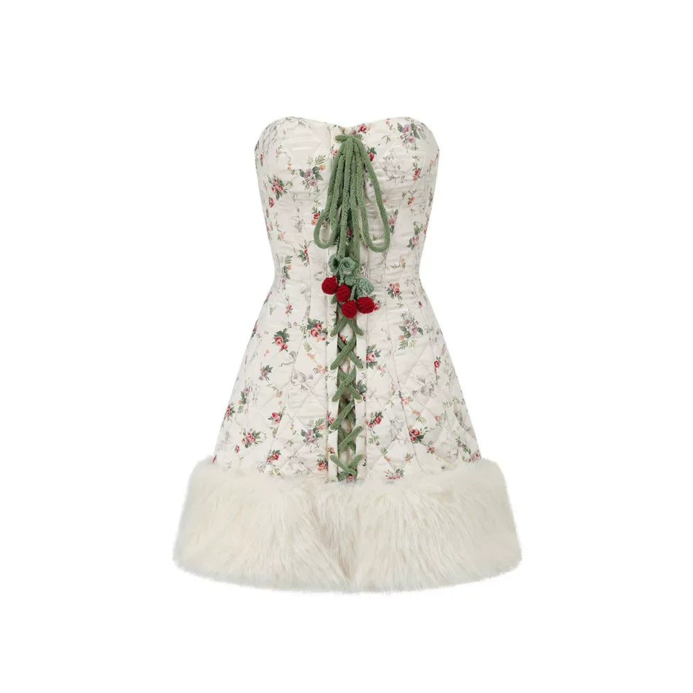 French Playful Quilted Down Dress & Jacket Set