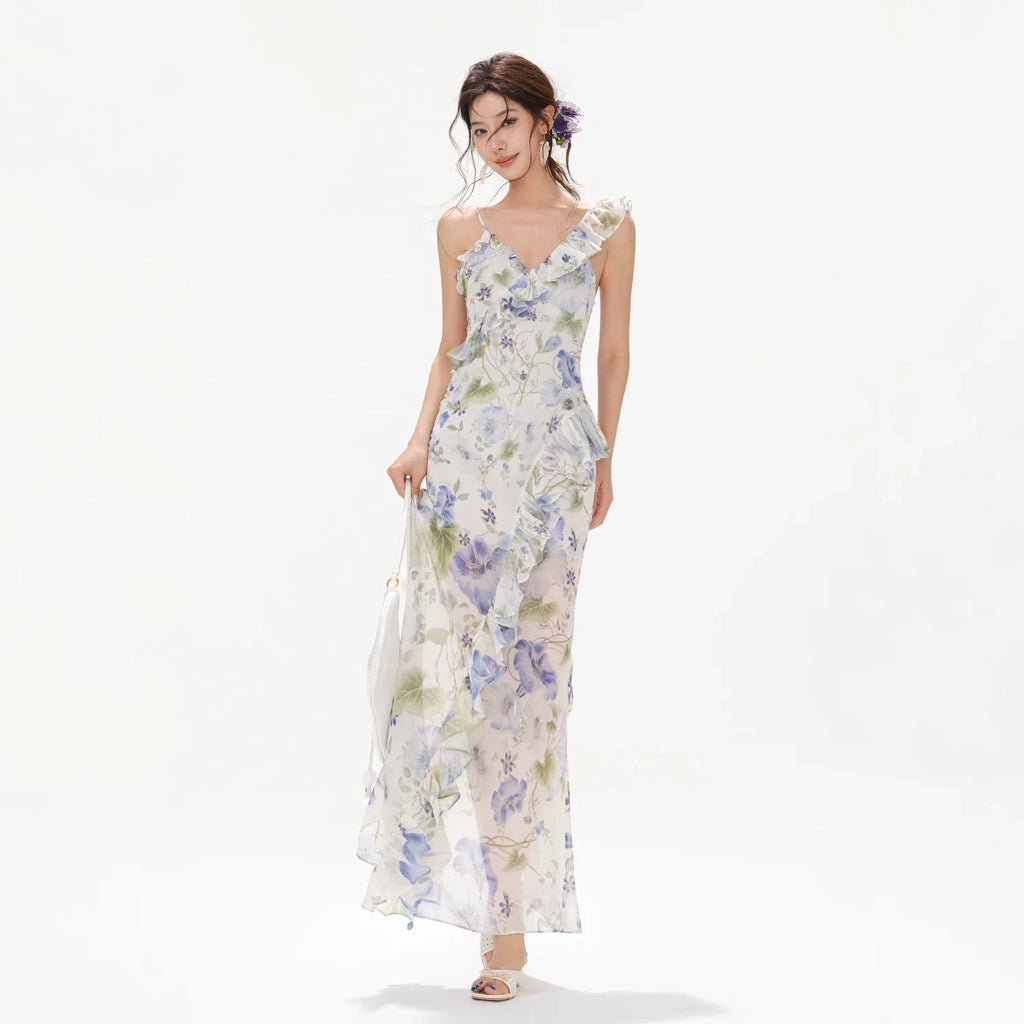 Morning Glory Dream Ruffle Chiffon Maxi Dress
