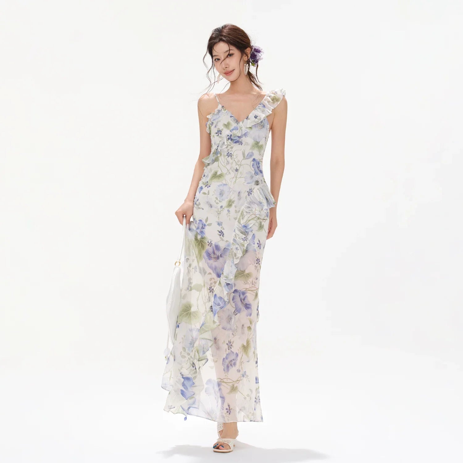 Morning Glory Dream Ruffle Chiffon Maxi Dress