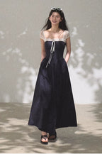 Lace-Spliced Cinched-Waist Vacation Camisole Dress