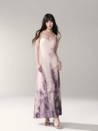 Sunset Lavender Gradient Printed Slip Maxi Dress