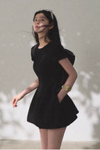 Detachable Crocheted Peter Pan Collar Cinched-Waist Mini Dress
