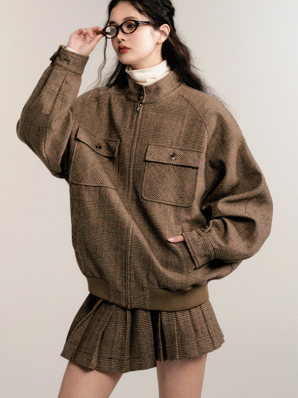 Vintage Collegiate Wool Jacket & Mini Skirt Set