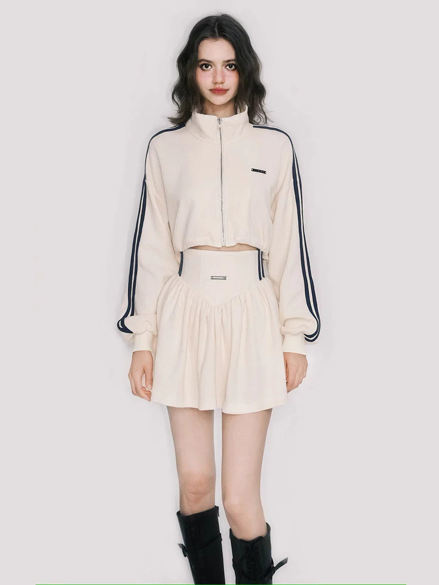 Tennis Waffle Sweatshirt & Mini Skirt Set
