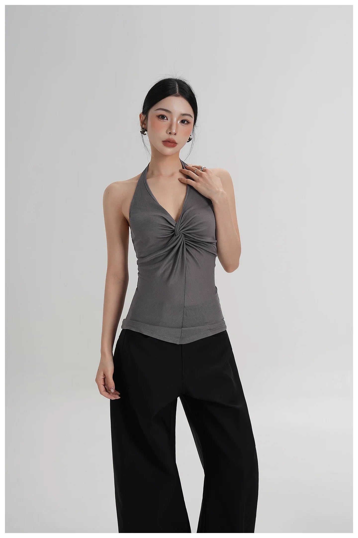 Silk-Blend Draped Halterneck Camisole