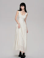 Cutout French Sleeveless Maxi Dress