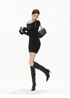 Asymmetric Off-Shoulder Bodycon Mini Dress