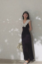 Shifting Tree Shadow Cotton Backless Waist-Cinched Vacation Dress