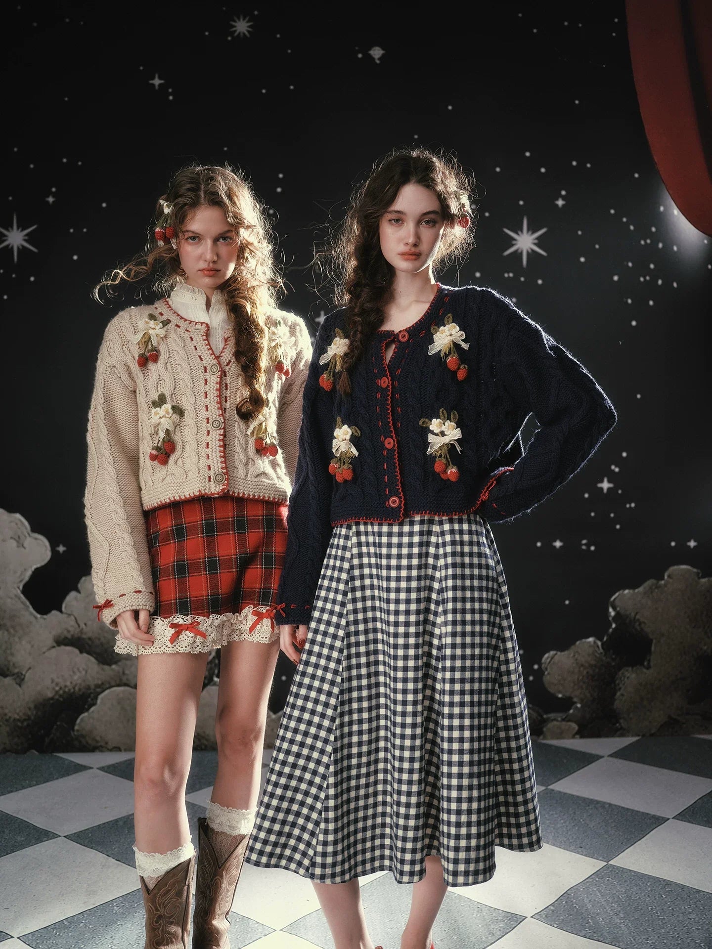 Christmas Night Corset Top & Plaid Skirt Set