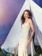 Vintage Shell-Texture Stretch Mermaid Slip Dress