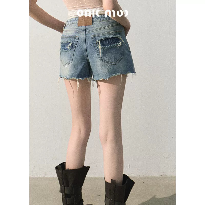 Faded Trace Vintage Distressed Denim Shorts