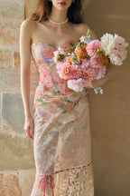 Romantic Oil-Paint Lace Corset Top & Skirt Set
