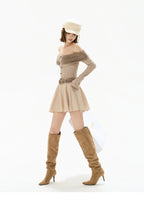 Mink Knit Off-Shoulder Dress