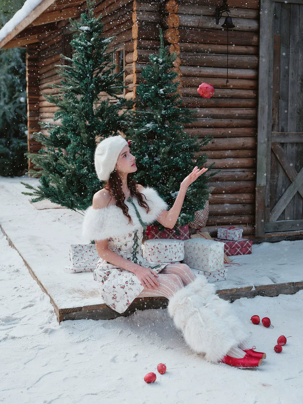 French Playful Quilted Down Dress & Jacket Set