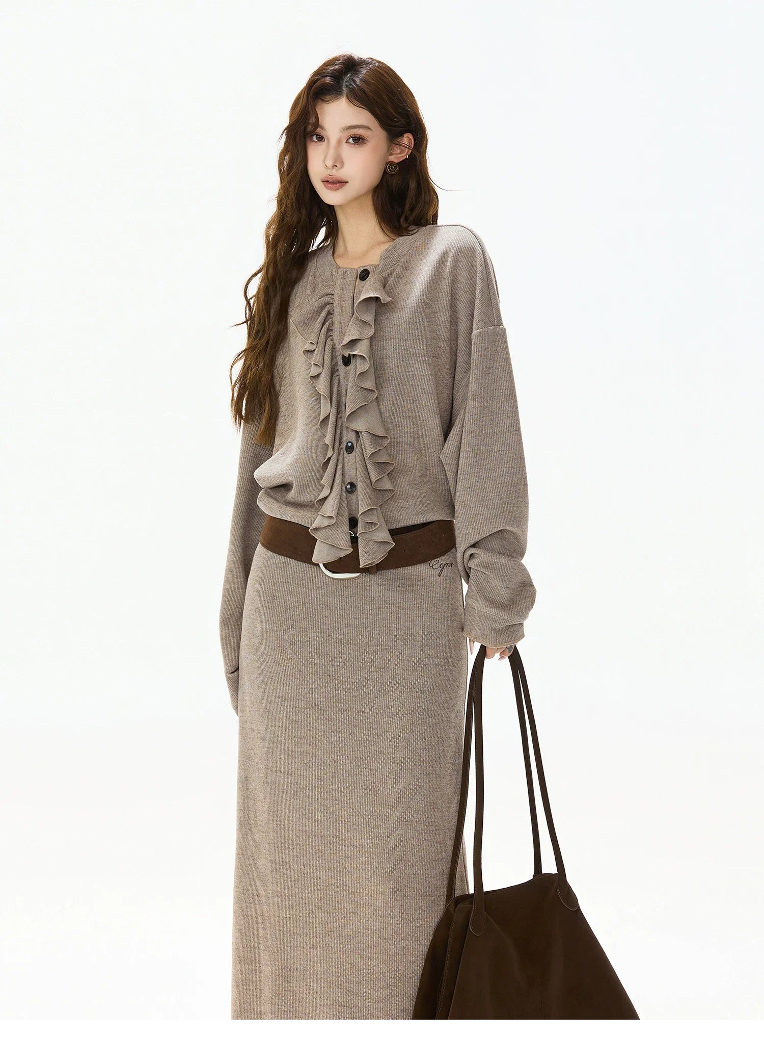 Logo-Embroidered High-Waist Knit Maxi Skirt